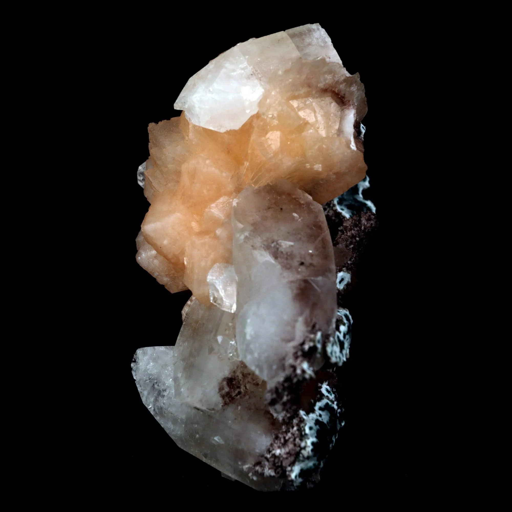 Stilbite with Apophyllite on Chalcedony Natural Mineral Specimen - image 3