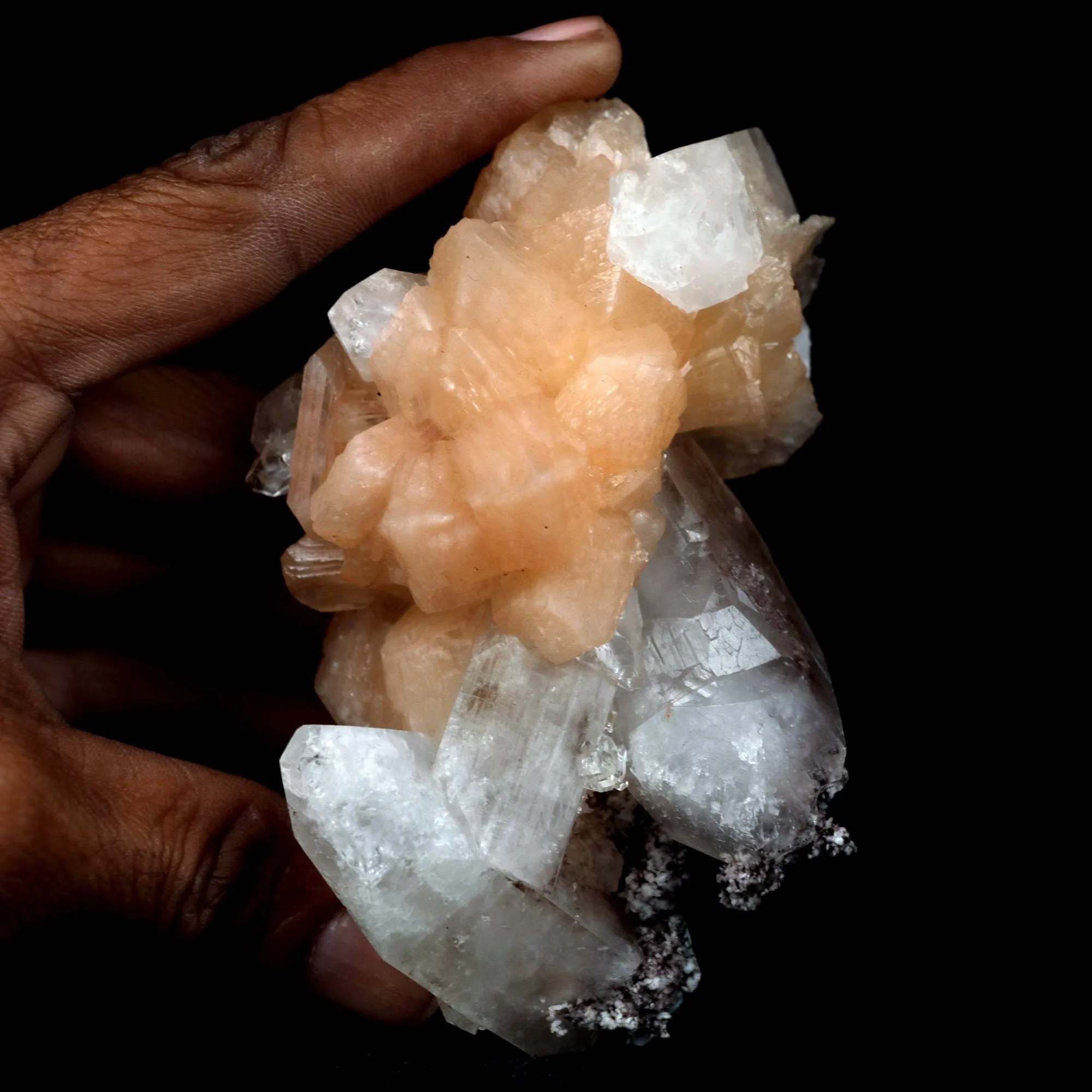 Stilbite with Apophyllite on Chalcedony Natural Mineral Specimen - image 4