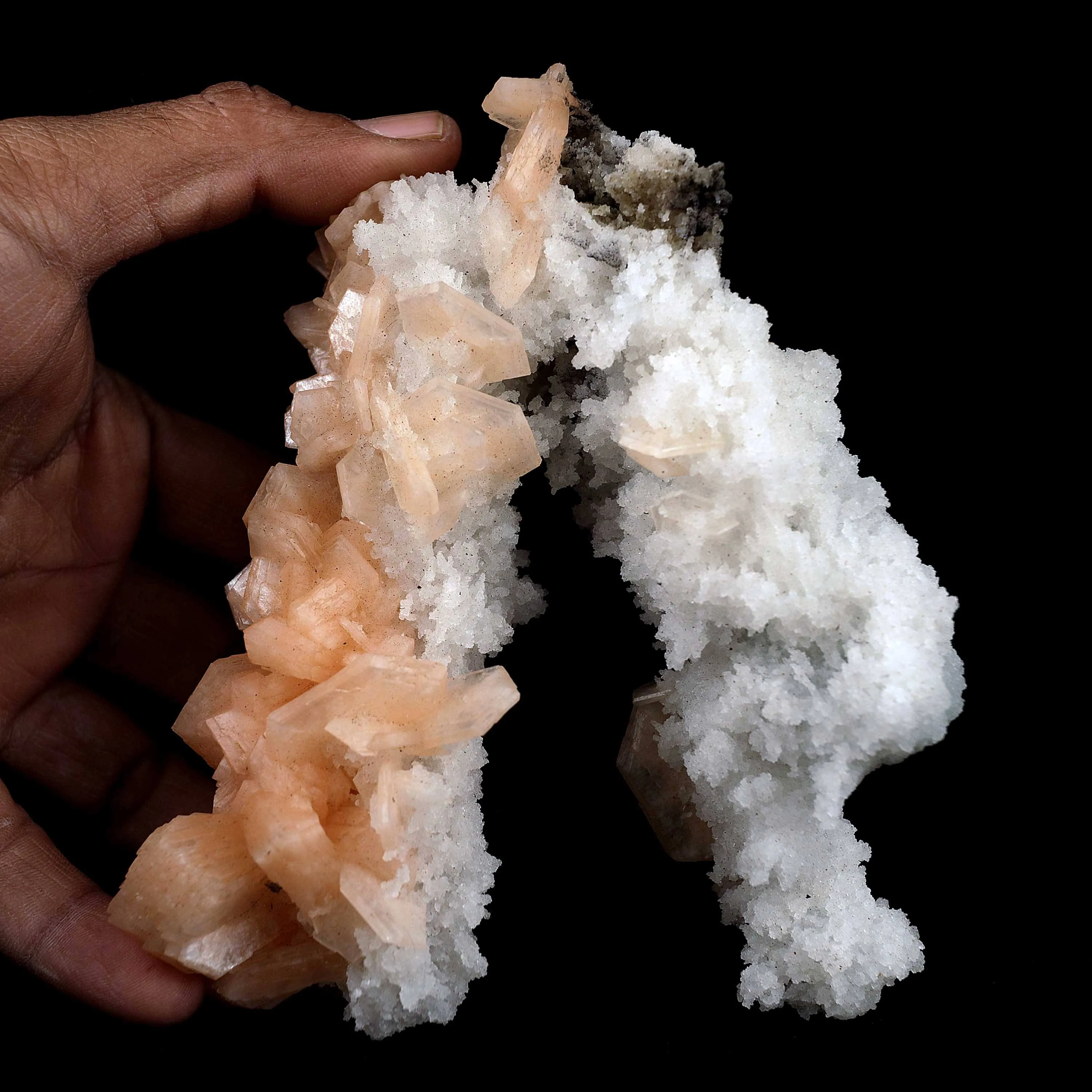 Stilbite with Chalcedony 'V' Formation Natural Mineral Specimen - image 5