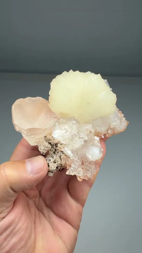Stilbite with Fluorapophyllite, Calcite (SIL-0032) image
