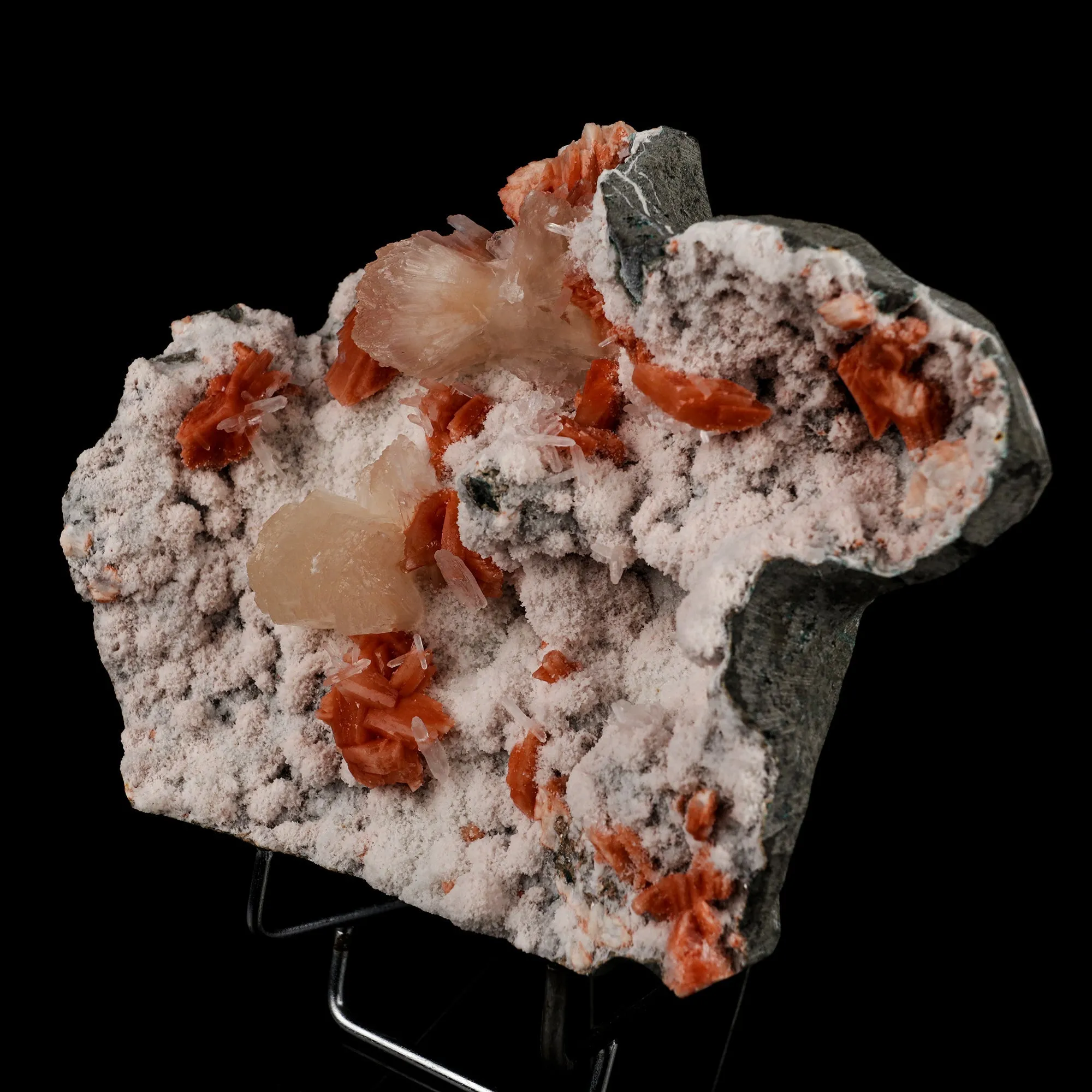 Stilbite with Heulandite on Chalcedony Natural Mineral Specimen - image 3