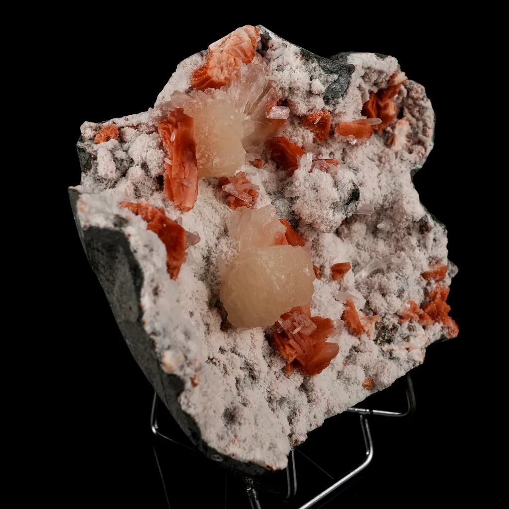 Stilbite with Heulandite on Chalcedony Natural Mineral Specimen - image 2