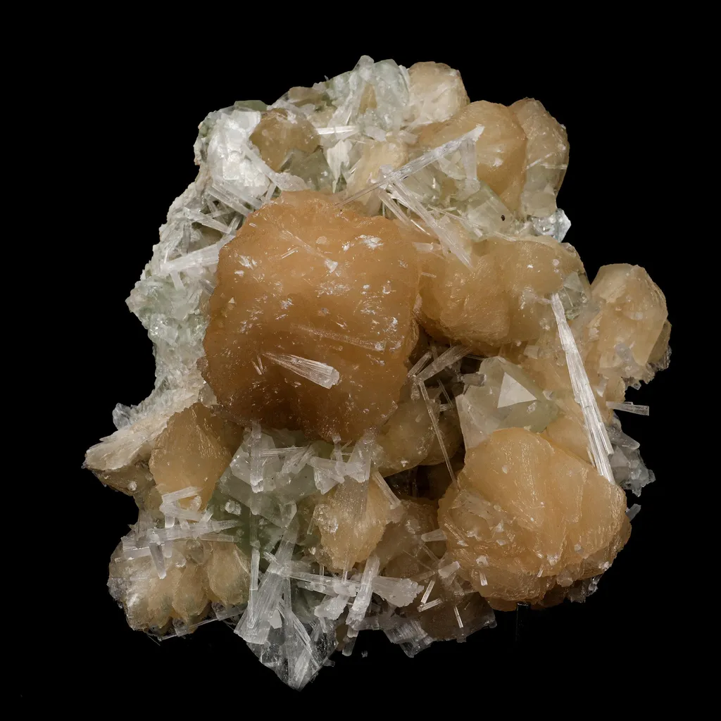 Stilbite with Scoecite Spray Apophyllite Natural Mineral Specimen image