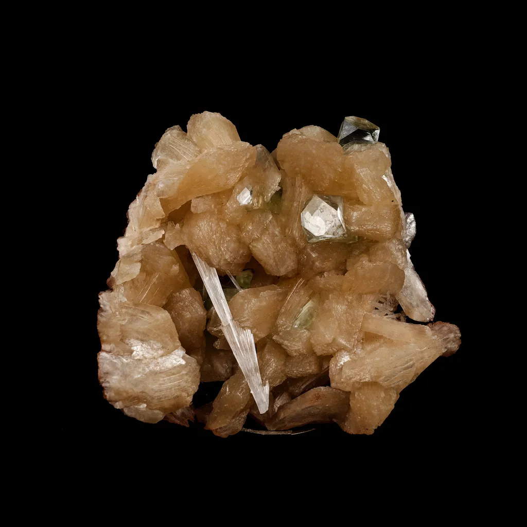 Stilbite with Scolecite Spray, Green Apophyllite Natural Mineral Specimen image