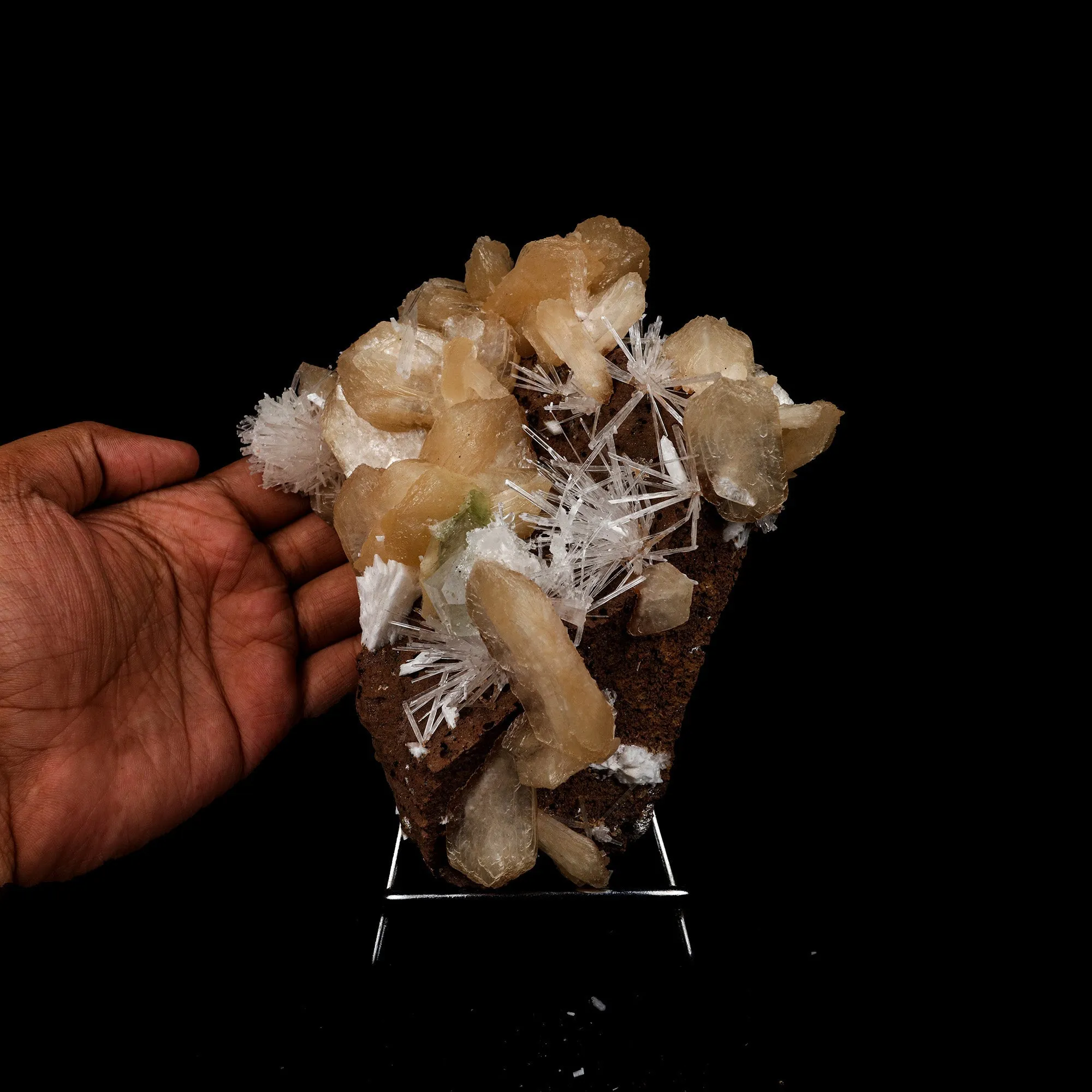 Stilbite with Scolecite Sprays Natural Mineral Specimen - image 4