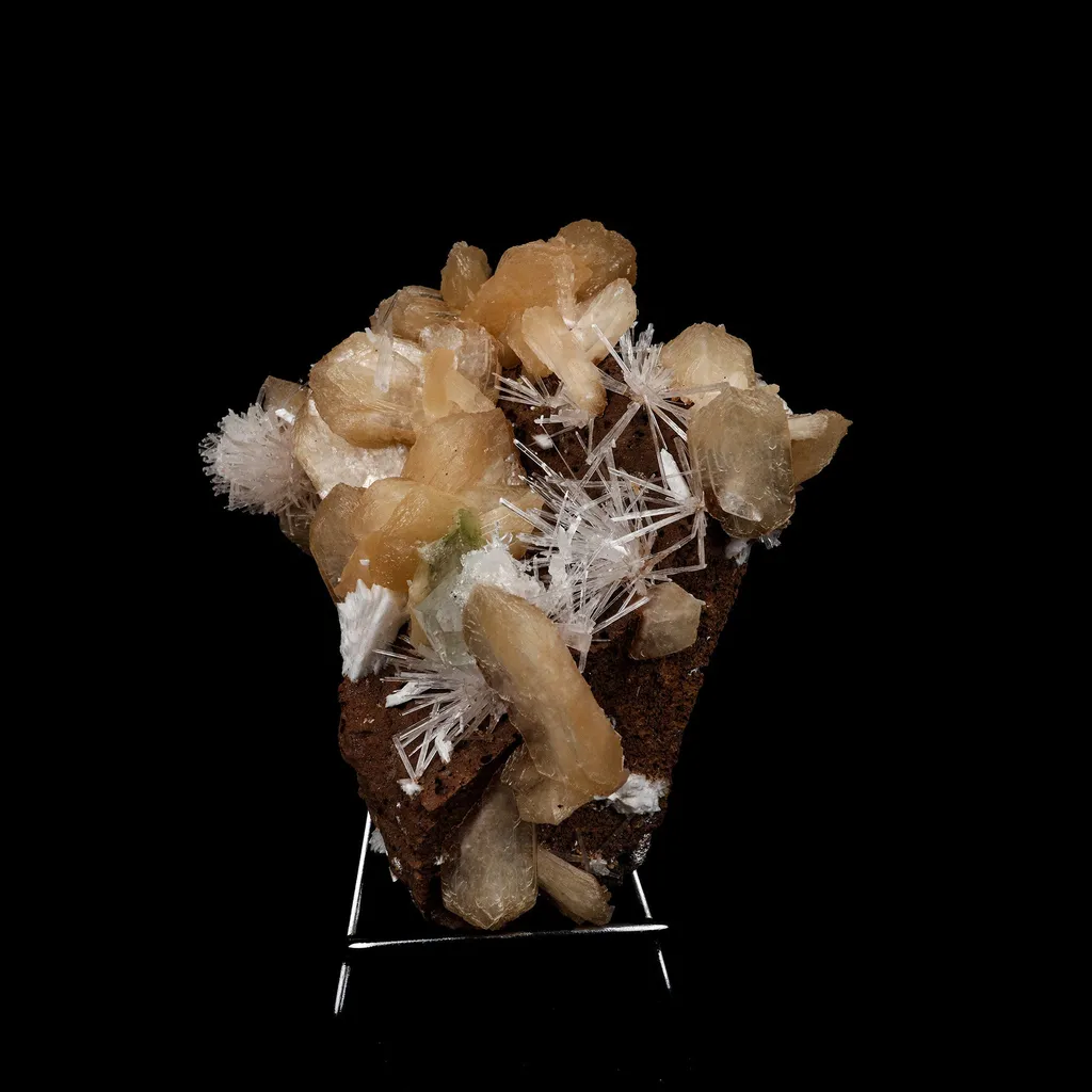 Stilbite with Scolecite Sprays Natural Mineral Specimen image