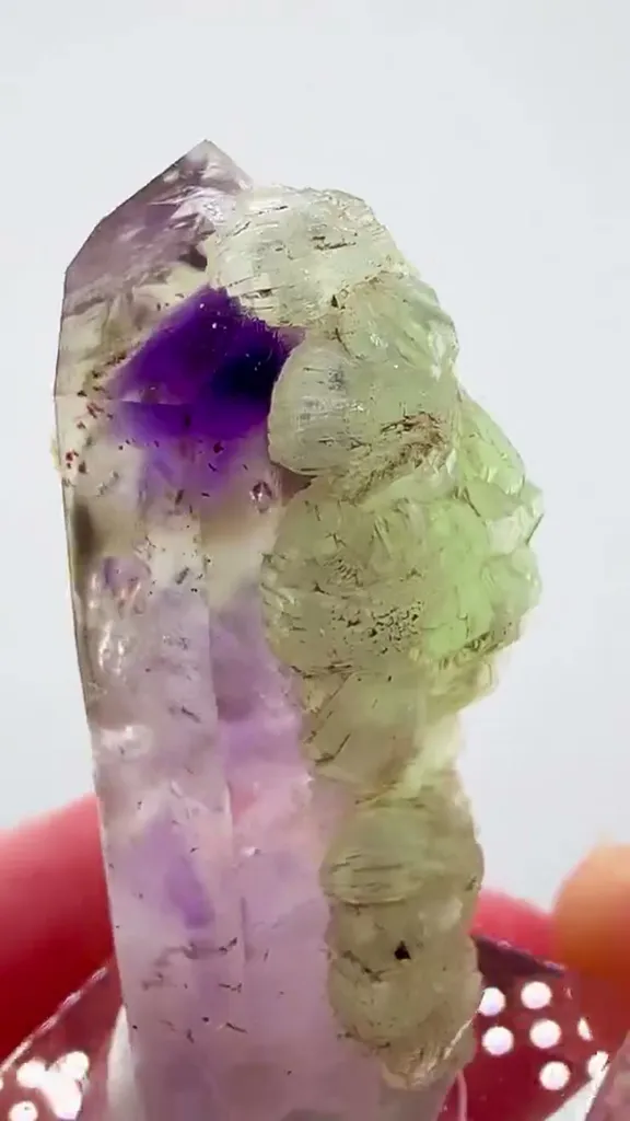 Streep Mine Amethyst with Prehnite Small in size… massive in presence - image 4