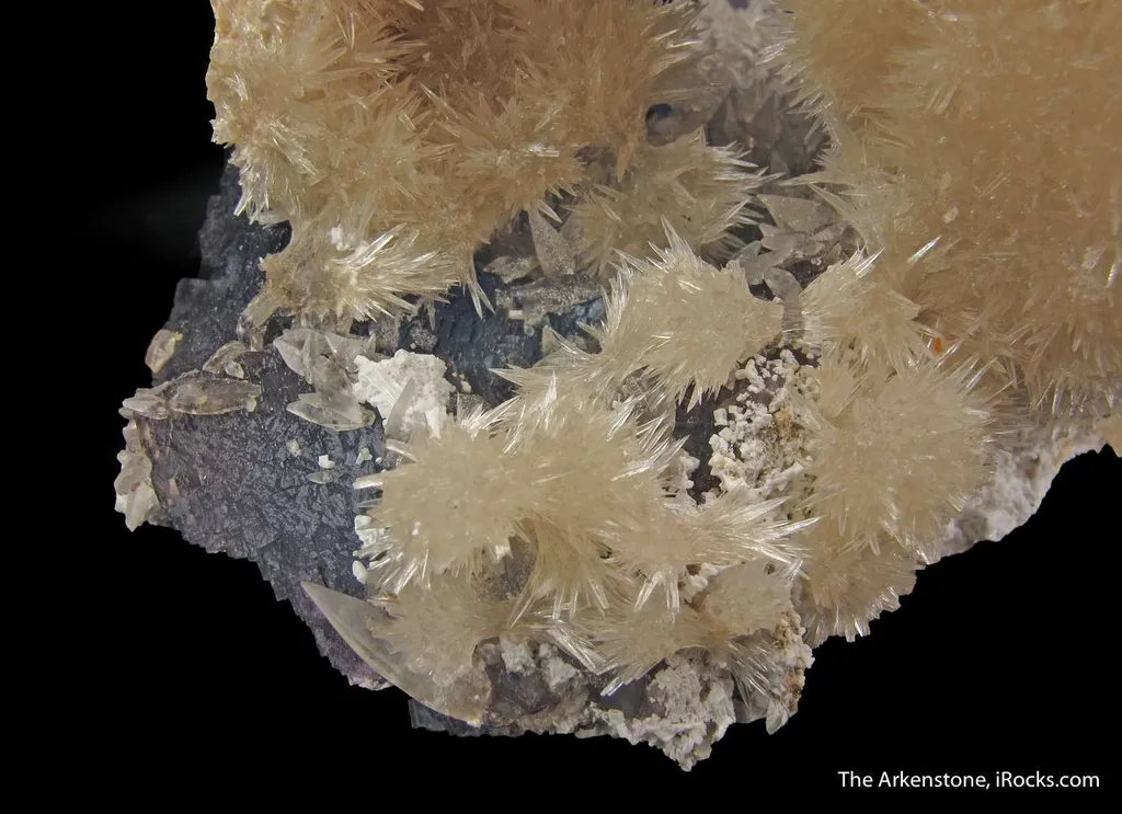 Strontianite and Calcite on Fluorite - image 3