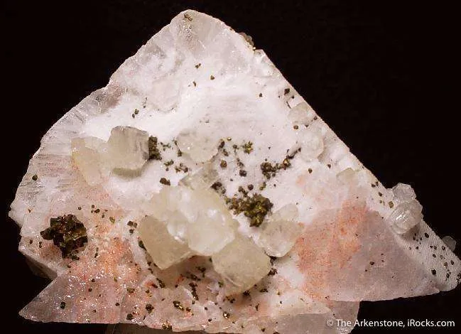 Strontianite and Chalcopyrite on Baryte - image 1