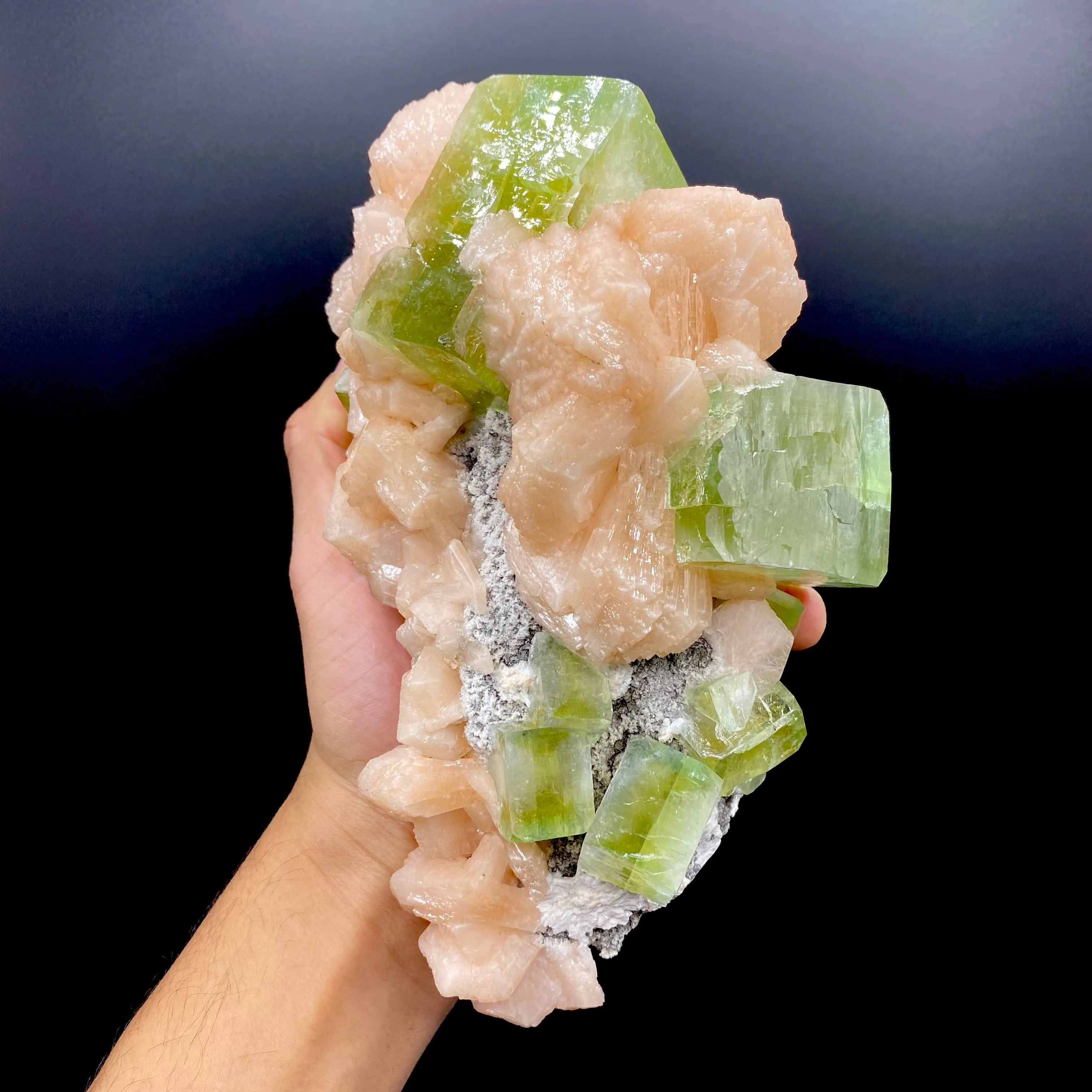 Stunner Deep Green Cubical Apophyllite with Stilbite – Large Raw Indian Zeolite Mineral Specimen from Nashik, India DK105 - image 2