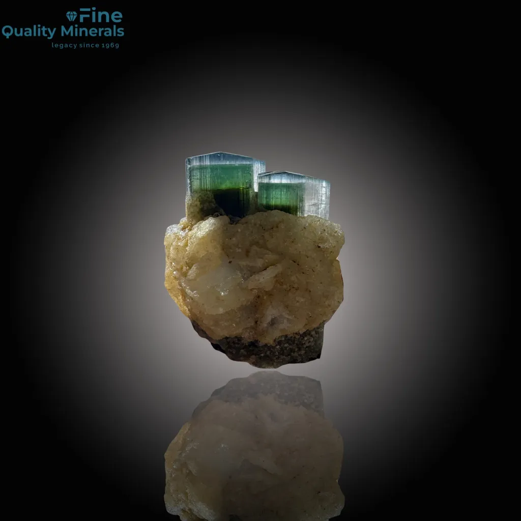 Stunning Blue Cap and Green Tourmaline image