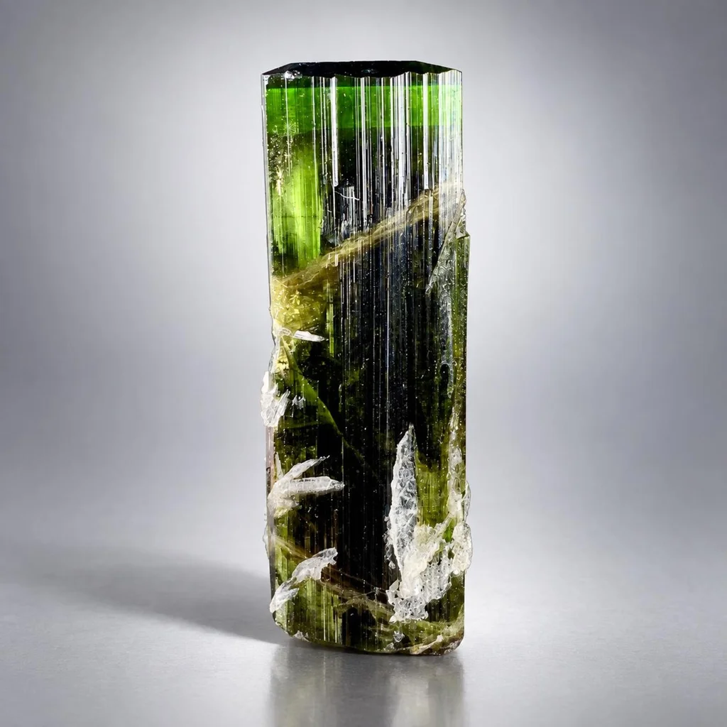 Stunning Green Cap Tourmaline Crystal with Albite from Pakistan image