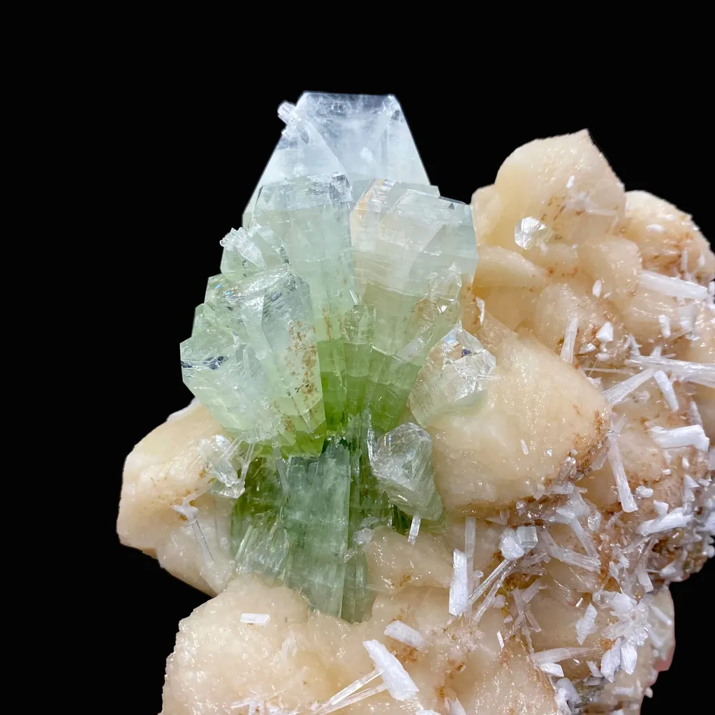 Stunning Huge Deep Green Apophyllite Flower on Snow-White Stilbite Matrix | Large Indian Zeolite Mineral Specimen DK104 - image 4
