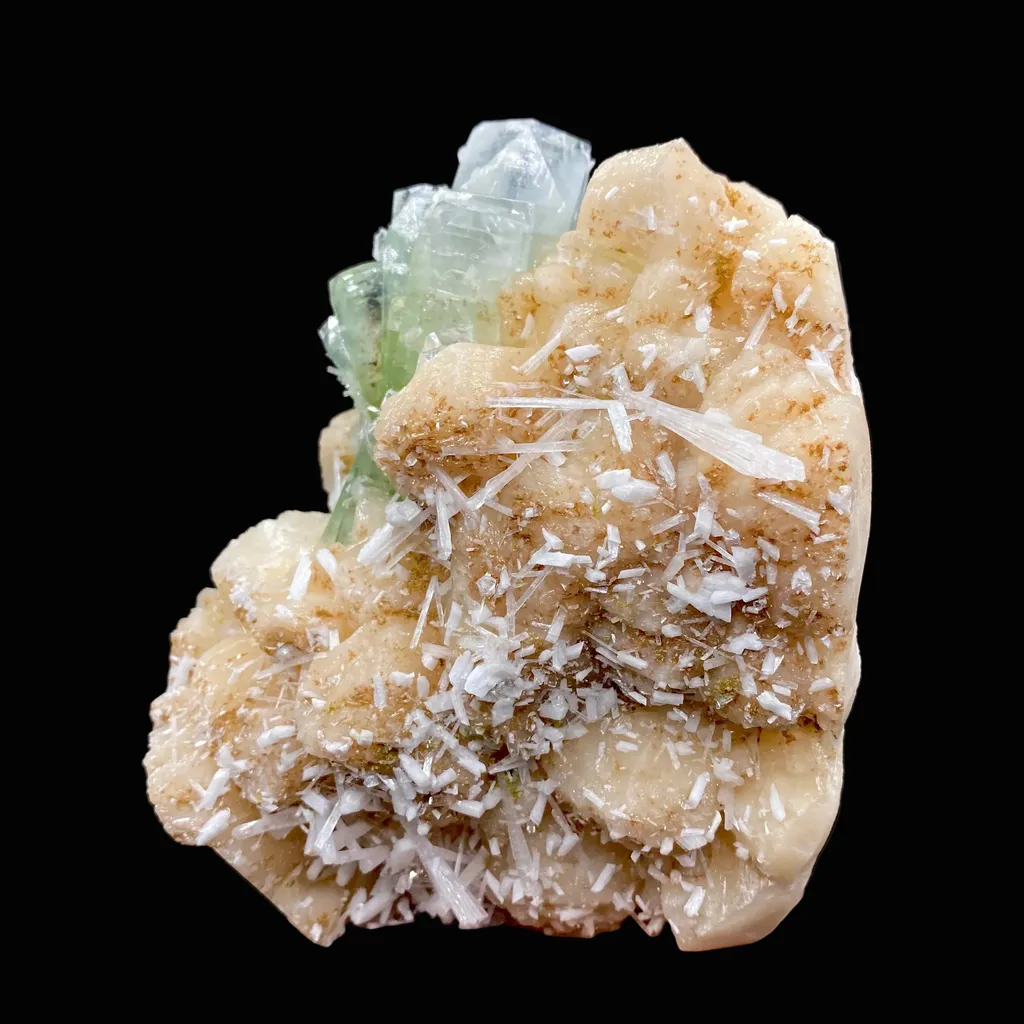 Stunning Huge Deep Green Apophyllite Flower on Snow-White Stilbite Matrix | Large Indian Zeolite Mineral Specimen DK104 - image 3