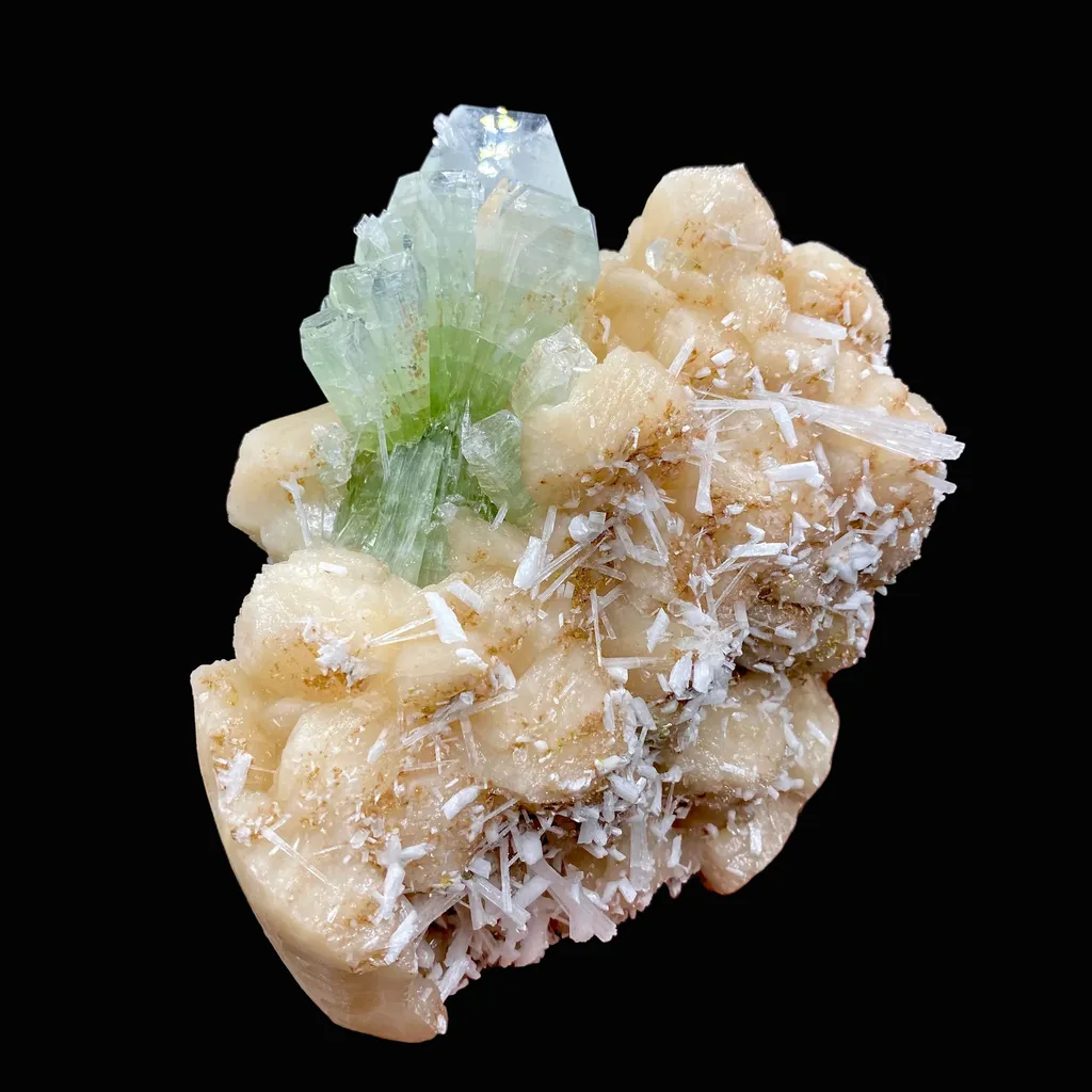 Stunning Huge Deep Green Apophyllite Flower on Snow-White Stilbite Matrix | Large Indian Zeolite Mineral Specimen DK104 - image 2