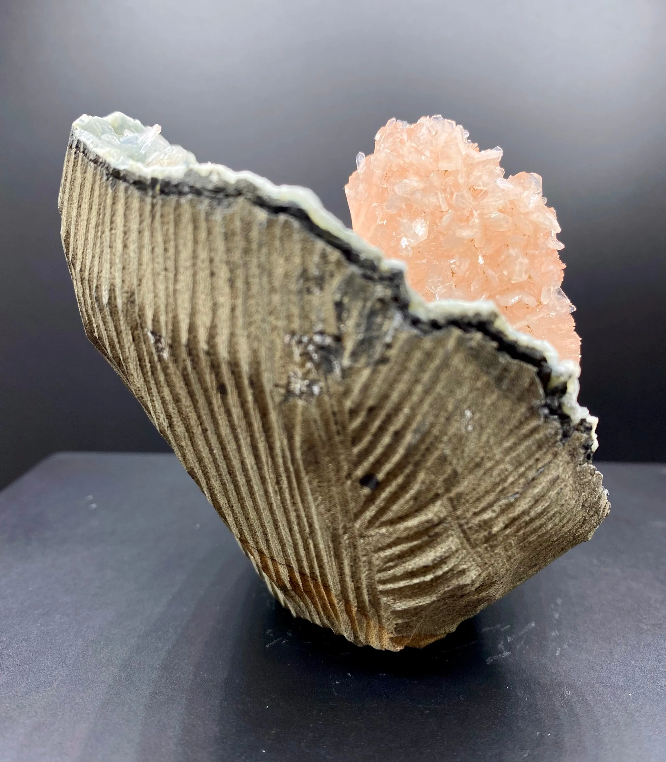 Stunning Pink Heulandite on Chalcedony Matrix – Rare Indian Zeolite Crystal Specimen from Jalgaon DK11 - image 3