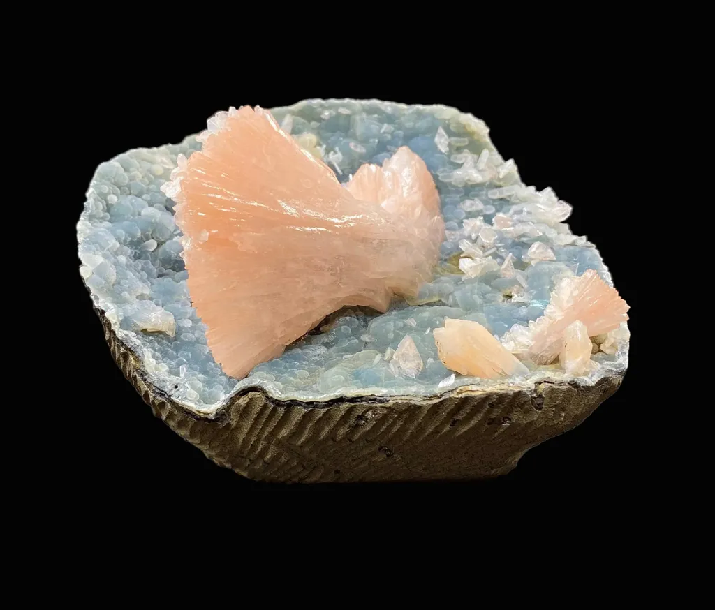 Stunning Pink Heulandite on Chalcedony Matrix – Rare Indian Zeolite Crystal Specimen from Jalgaon DK11 - image 2