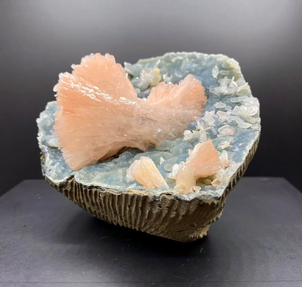 Stunning Pink Heulandite on Chalcedony Matrix – Rare Indian Zeolite Crystal Specimen from Jalgaon DK11 - image 5