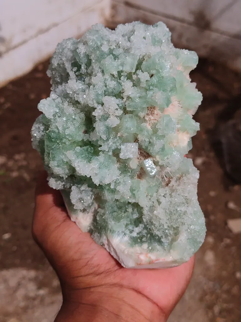 Sugar Green Apophyllite on Mordenite Natural Mineral specimen - image 7