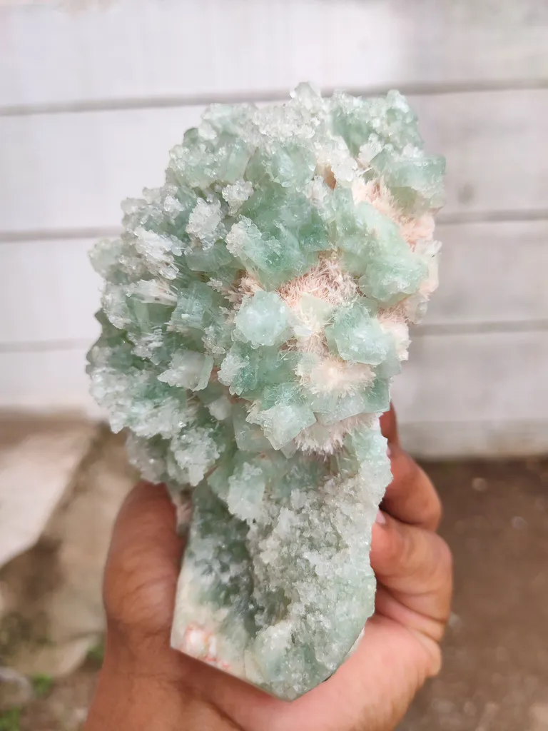 Sugar Green Apophyllite on Mordenite Natural Mineral specimen - image 4
