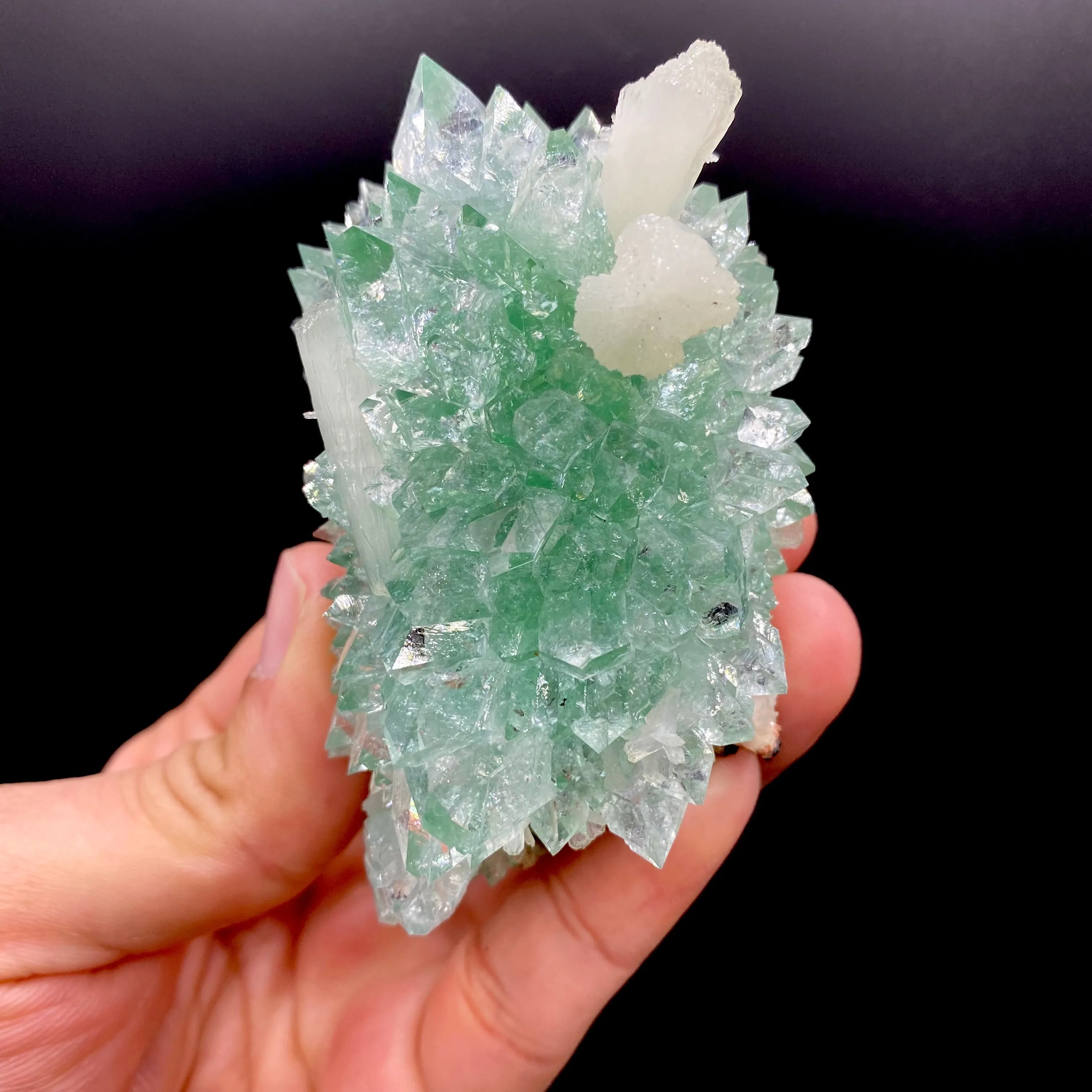 Super Gemmy Green Fluora Apophyllite with Stilbite Cluster – Rare Indian Zeolite Mineral Specimen from Ahmednagar - image 2