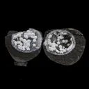 Super Rare Complete Okenite Geode Pair on Micro-Quartz Matrix – Cotton-Ball Okenite Puffballs , India - image 1