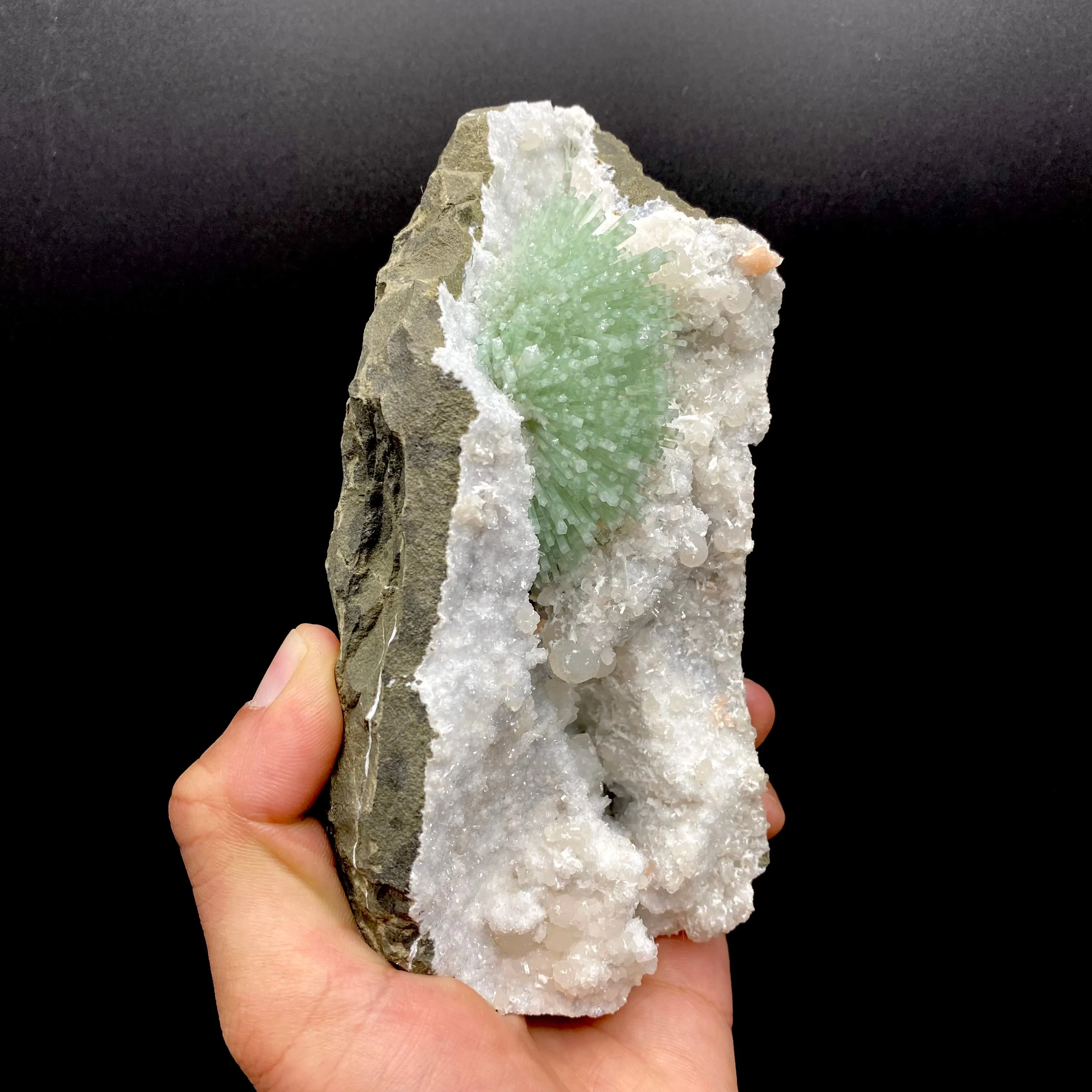 Super Rare Green Natrolite on MM Quartz – Museum-Grade Zeolite Specimen from India | Nashik Deccan Traps - image 3