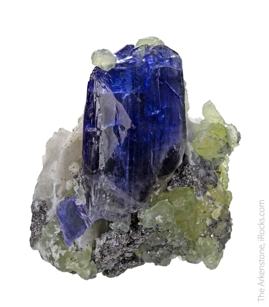 Tanzanite on Prehnite and Graphite image