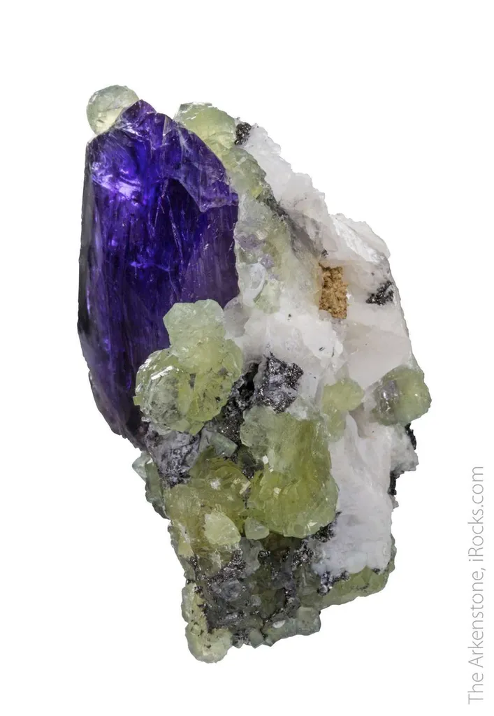 Tanzanite on Prehnite and Graphite - image 3