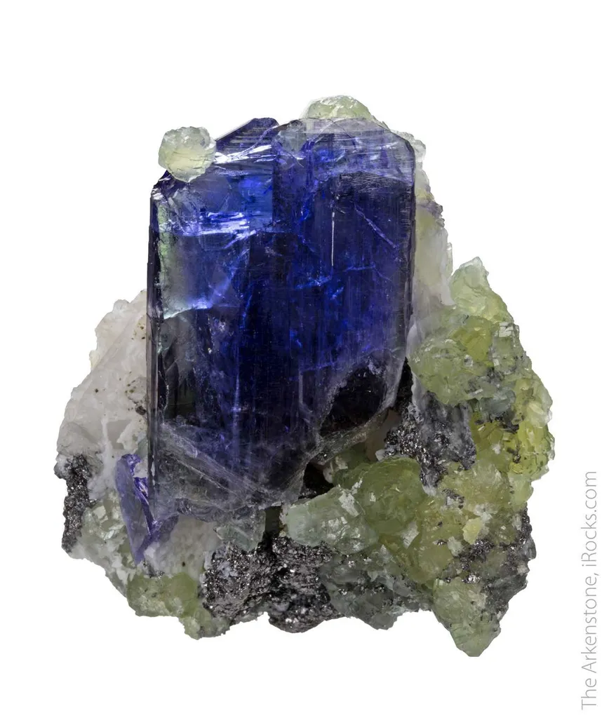 Tanzanite on Prehnite and Graphite - image 2