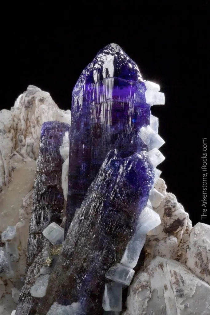 Tanzanite with Prehnite on Calcite - image 3