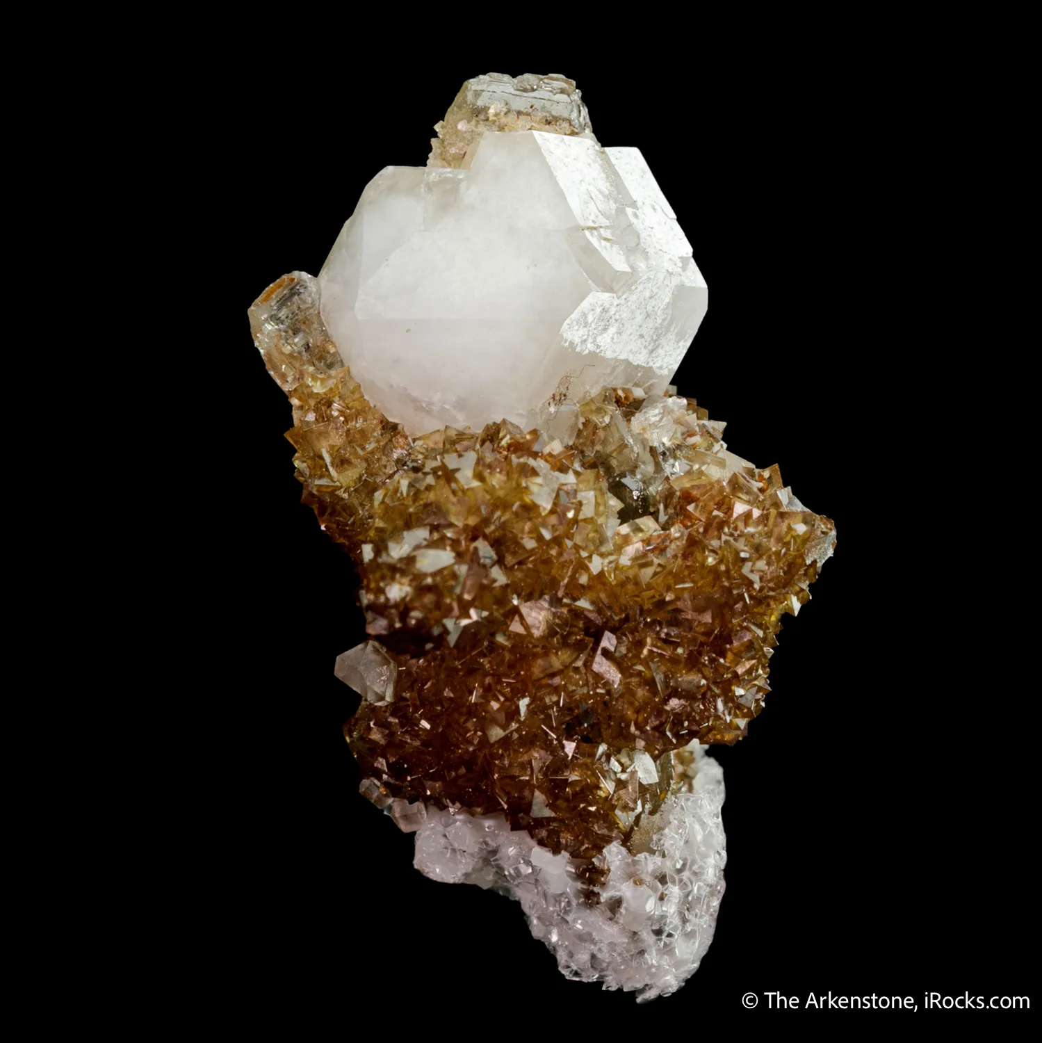 Tarnowitzite on Smithsonite, with Cerussite - image 5