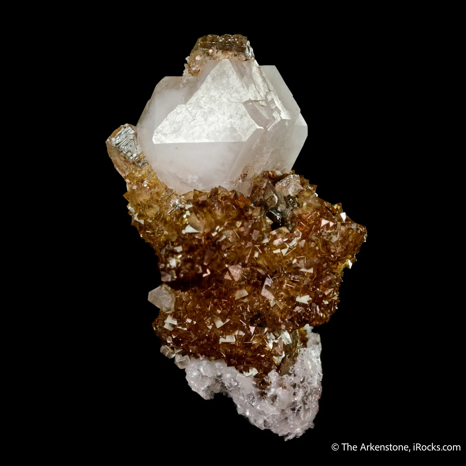 Tarnowitzite on Smithsonite, with Cerussite - image 7