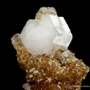 Tarnowitzite on Smithsonite, with Cerussite - image 1