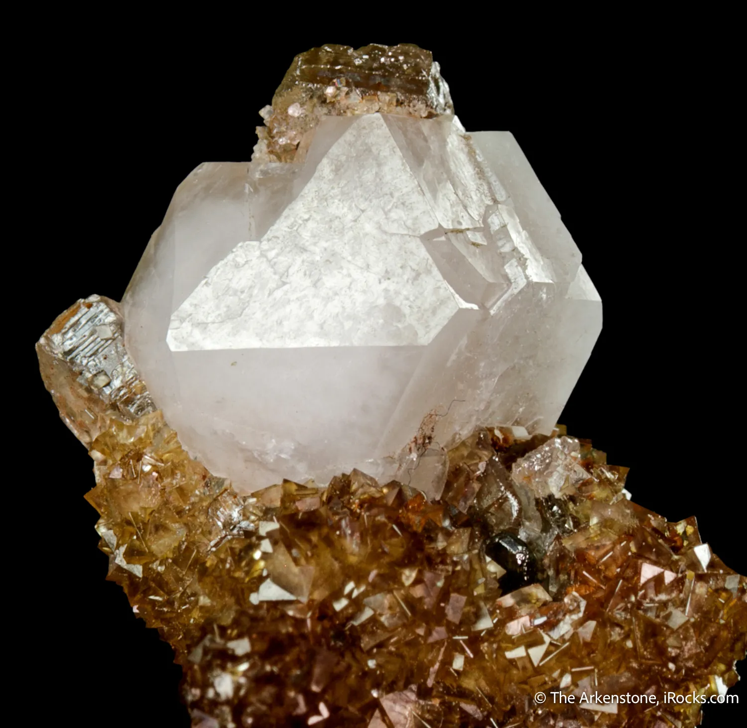Tarnowitzite on Smithsonite, with Cerussite - image 4