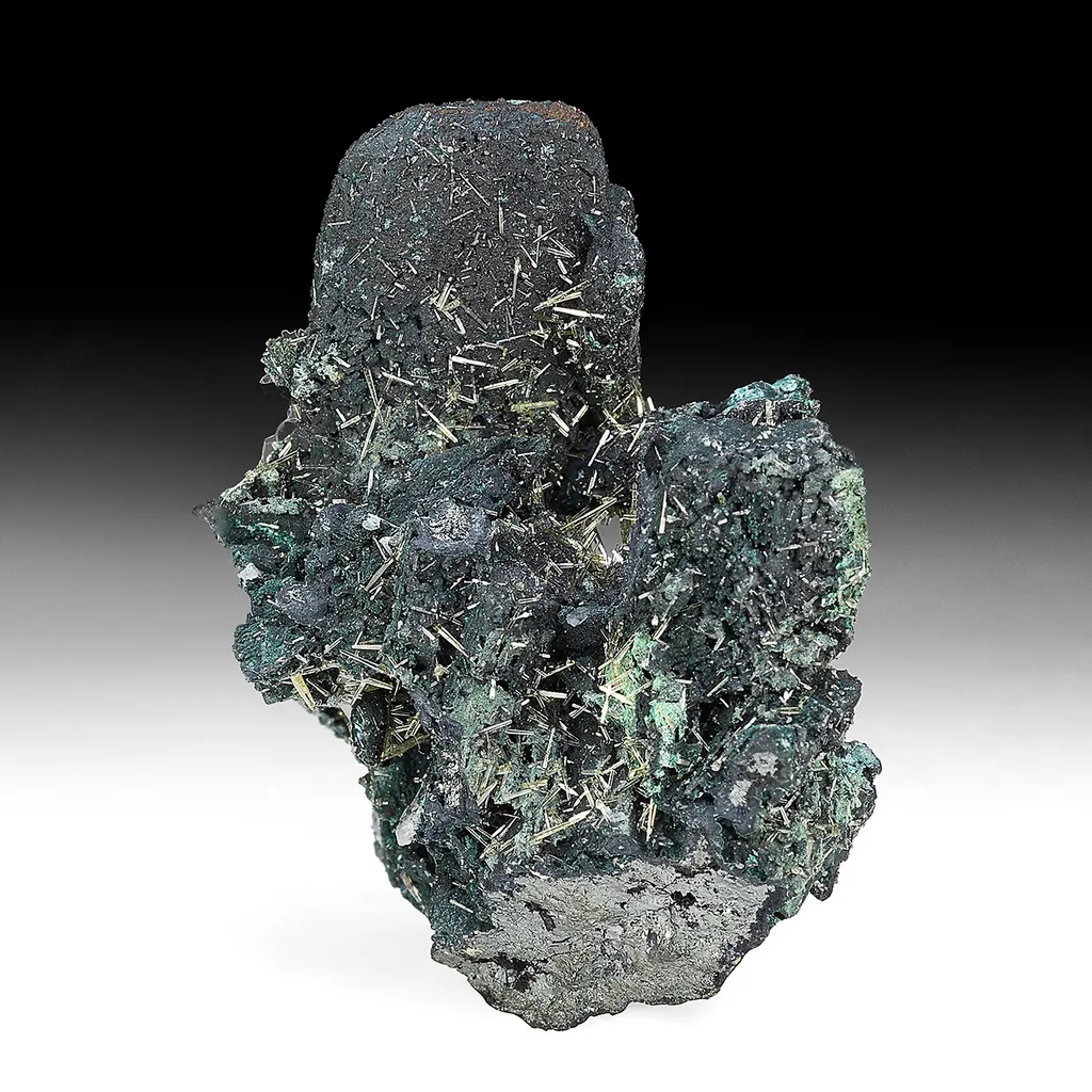 Tennantite after Azurite with Mimetite, Brochantite image