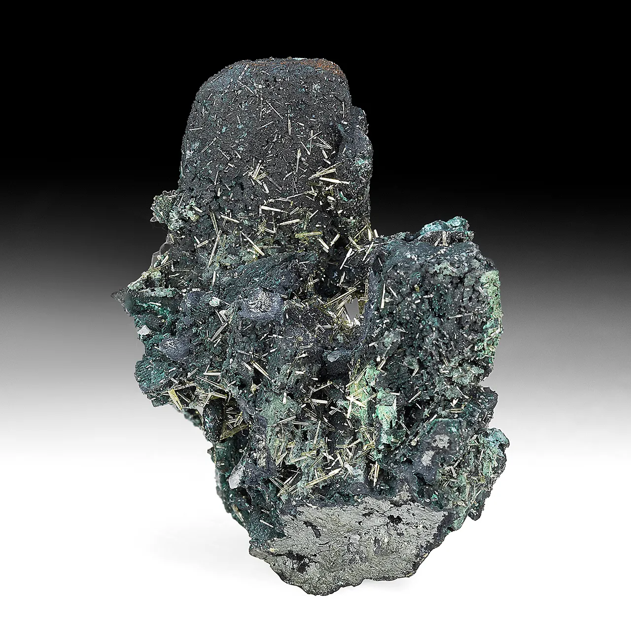 Tennantite after Azurite with Mimetite, Brochantite - image 1