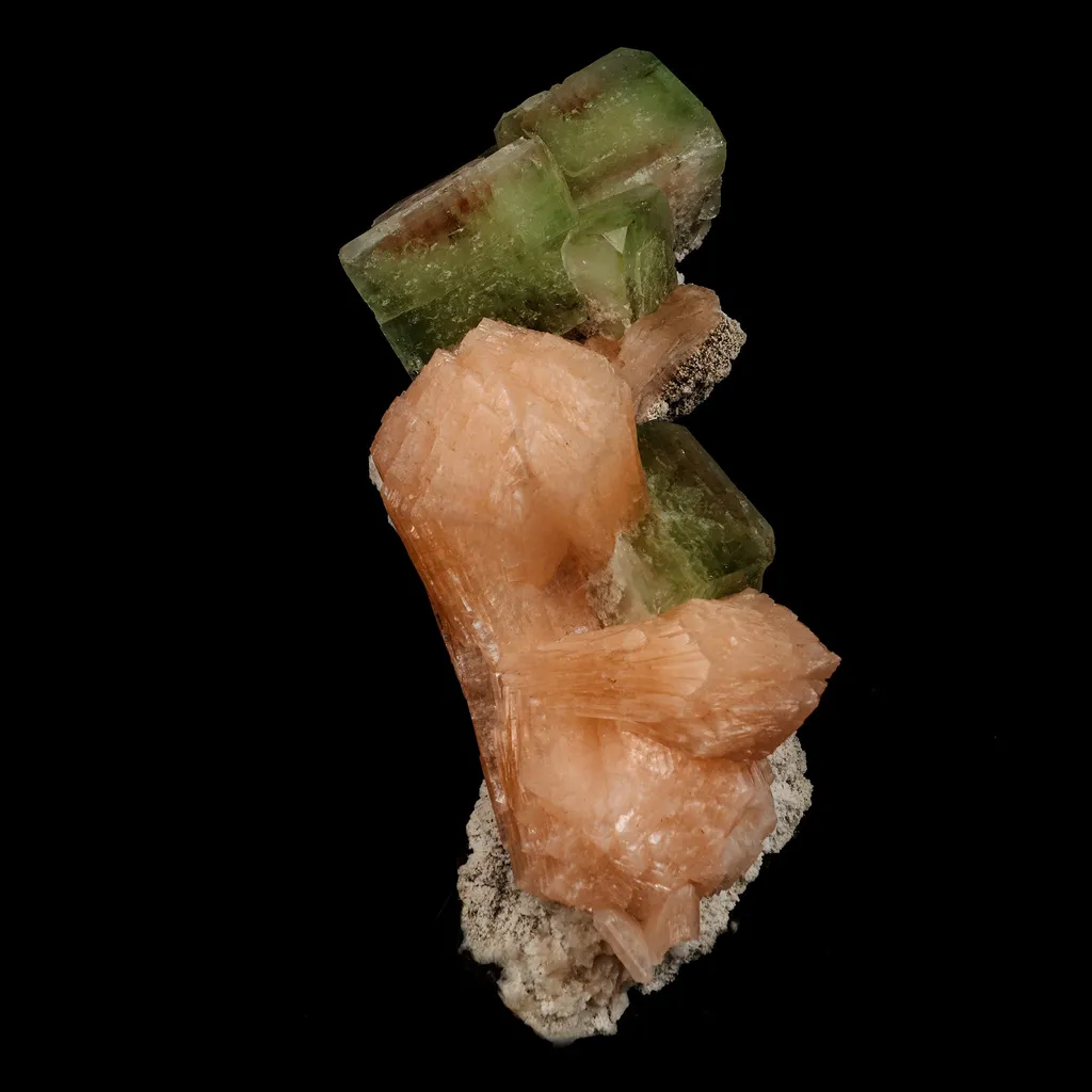 Terminated Green Apophyllite with Stilbite Natural Mineral Specimen image
