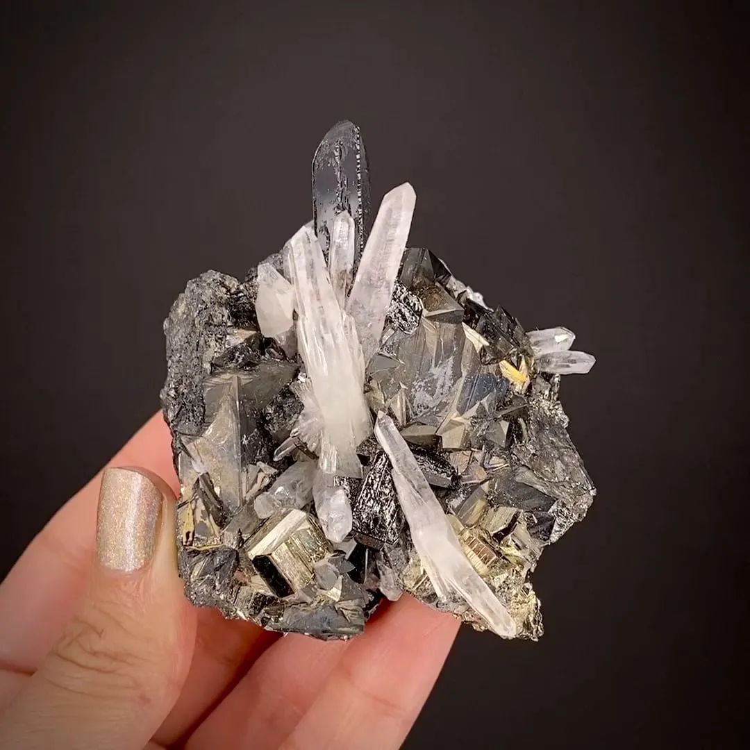 Tetrahedrite, Hubnerite, Quartz and Pyrite - image 1