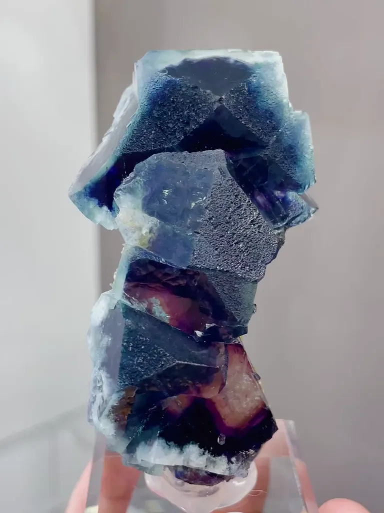 The Natural Blue Purple Phantom Fluorite comes from Yindu,Inner Mongolia 45*20*70MM - image 4