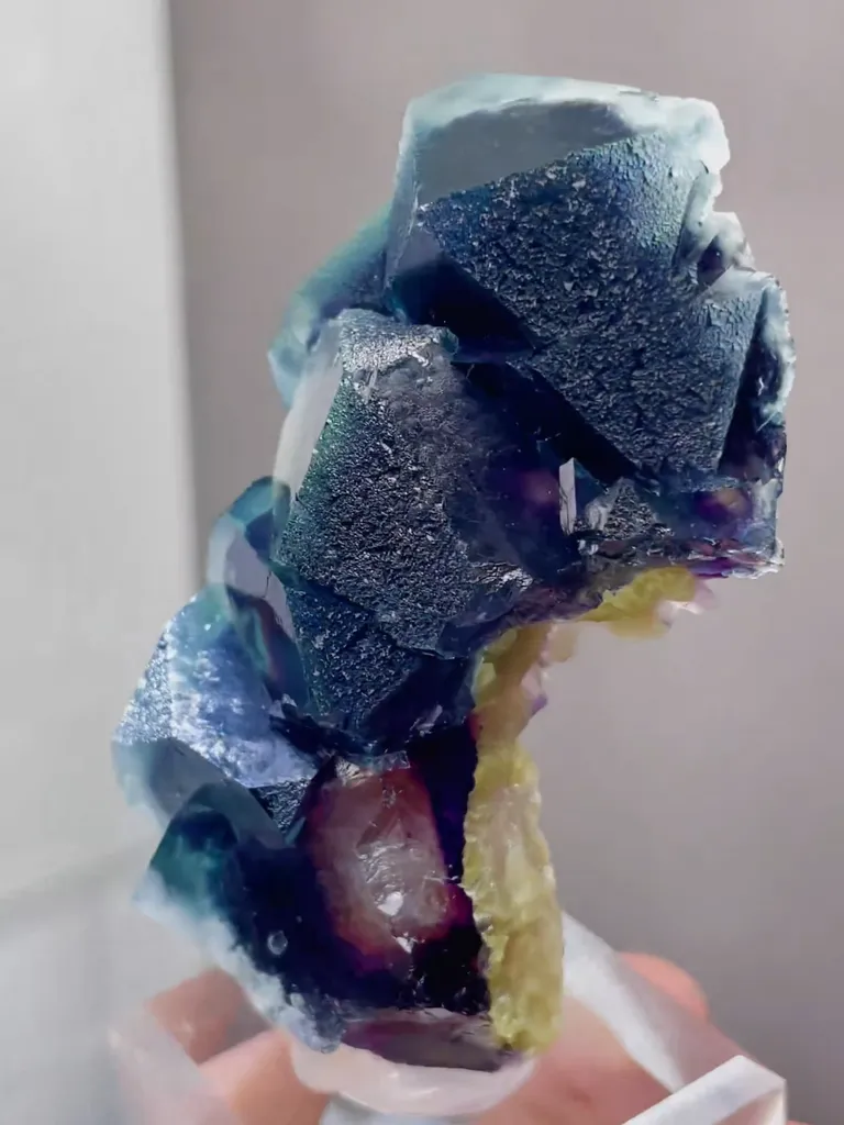 The Natural Blue Purple Phantom Fluorite comes from Yindu,Inner Mongolia 45*20*70MM - image 2