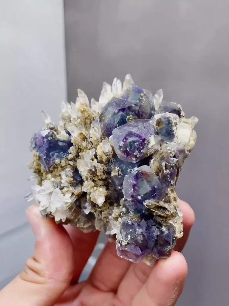 The Natural Purple Phantom Fluorite and Quartz coexist comes from Huanggangliang,Inner Mongolia 85*55*65MM - image 4