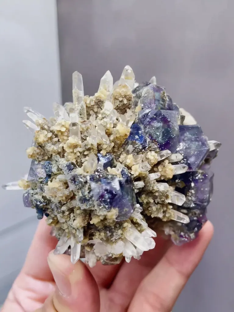 The Natural Purple Phantom Fluorite and Quartz coexist comes from Huanggangliang,Inner Mongolia 85*55*65MM - image 3