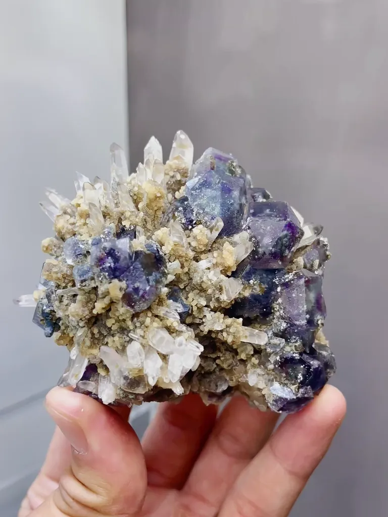 The Natural Purple Phantom Fluorite and Quartz coexist comes from Huanggangliang,Inner Mongolia 85*55*65MM - image 5