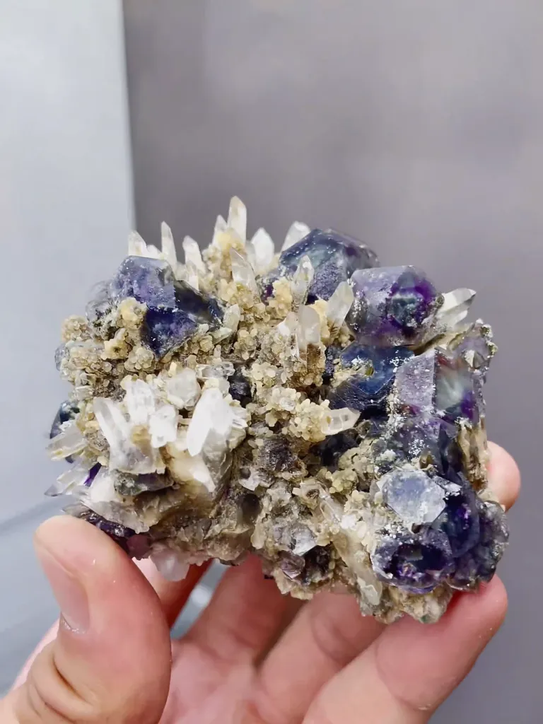 The Natural Purple Phantom Fluorite and Quartz coexist comes from Huanggangliang,Inner Mongolia 85*55*65MM - image 2