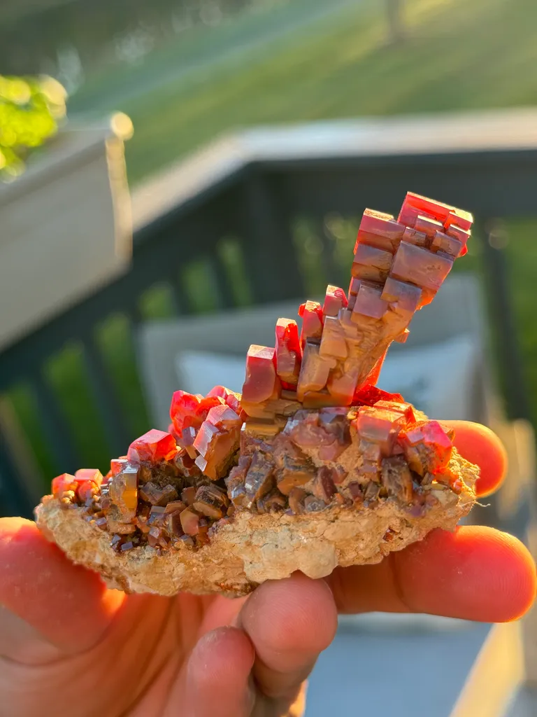 This exceptional vanadinite specimen is a masterpiece of natural artistry, featuring a unique format - image 8