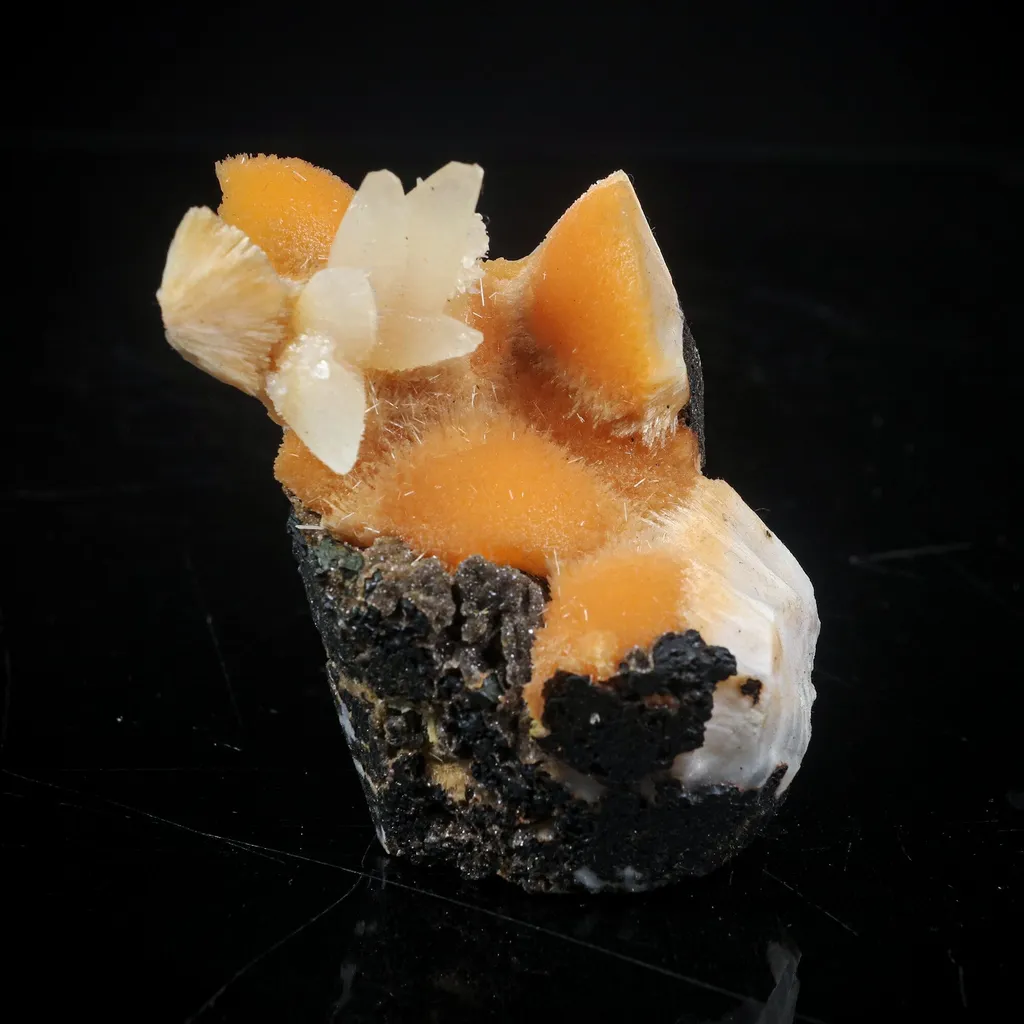 Thomsonite Orange Rare Find with Calcite Natural Mineral Specimen image