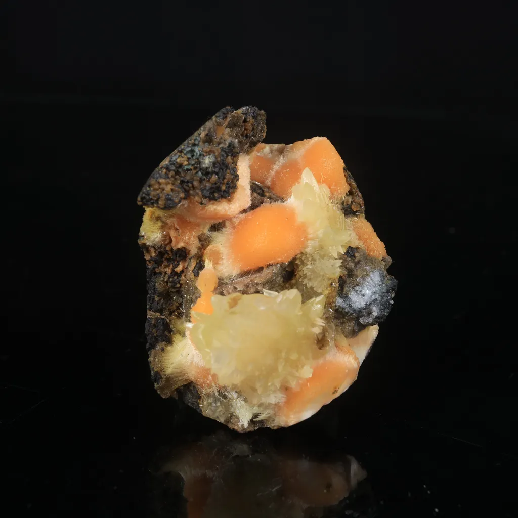 Thomsonite Orange Rare Find with Calcite Natural Mineral Specimen image