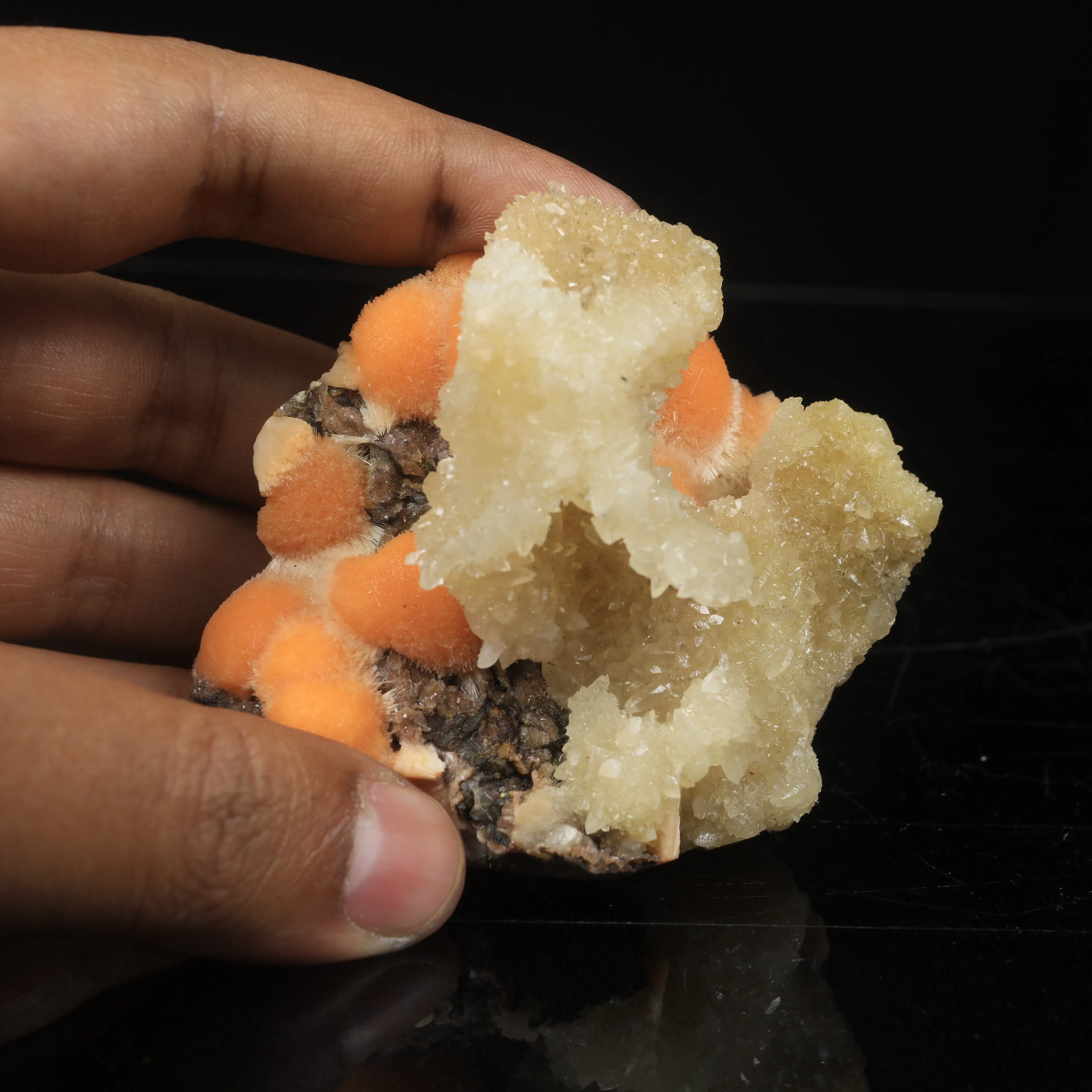 Thomsonite Orange Rare Find with Calcite Natural Mineral Specimen - image 4