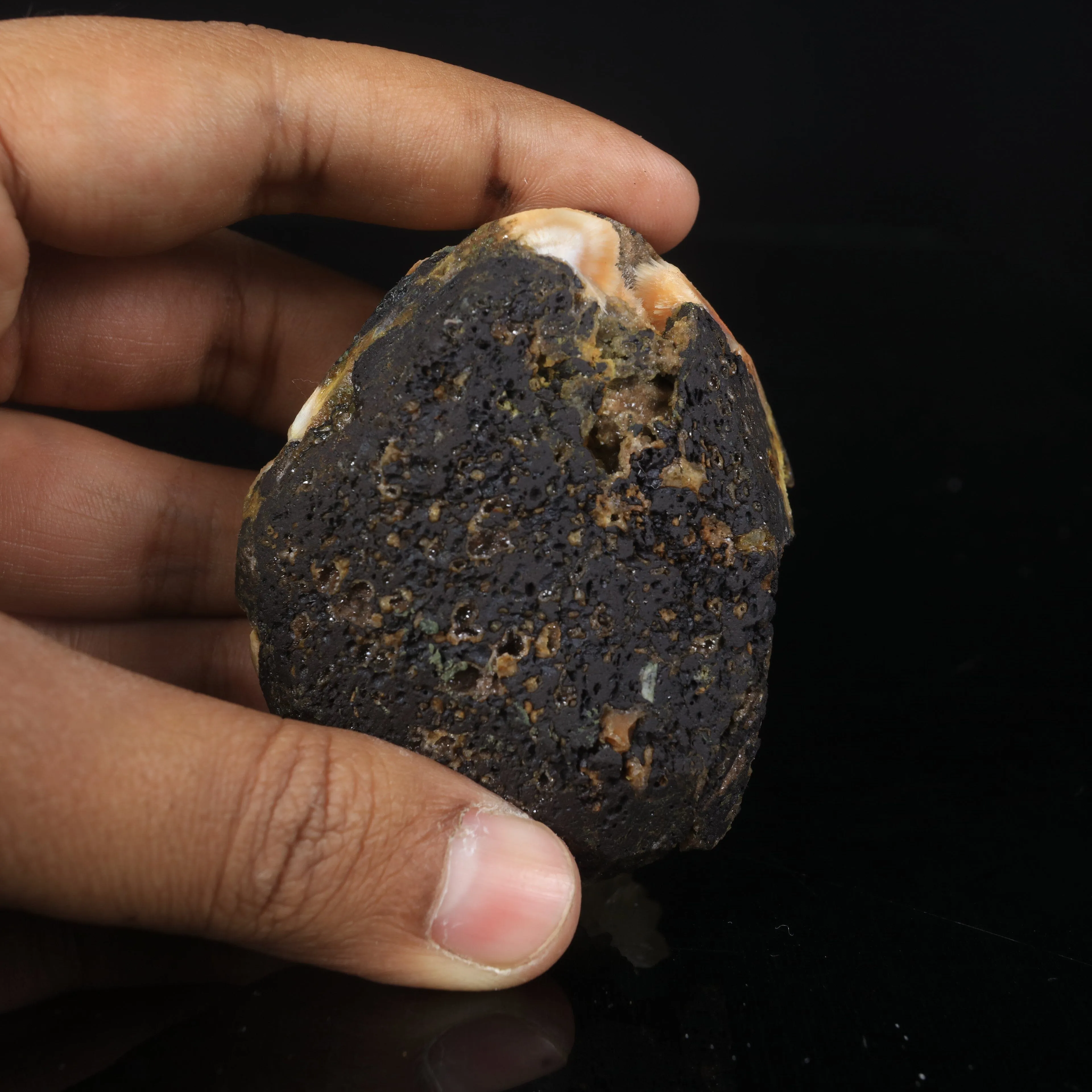 Thomsonite Orange Rare Find with Calcite Natural Mineral Specimen - image 5